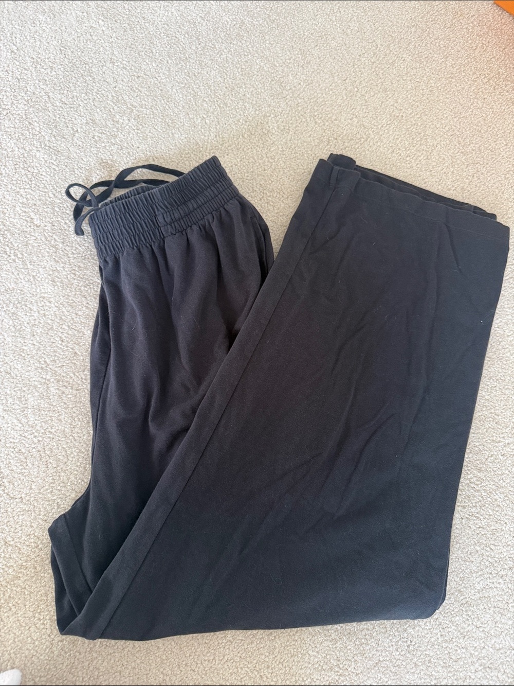 Skims Black Elastic Waist Wide-Leg Pants